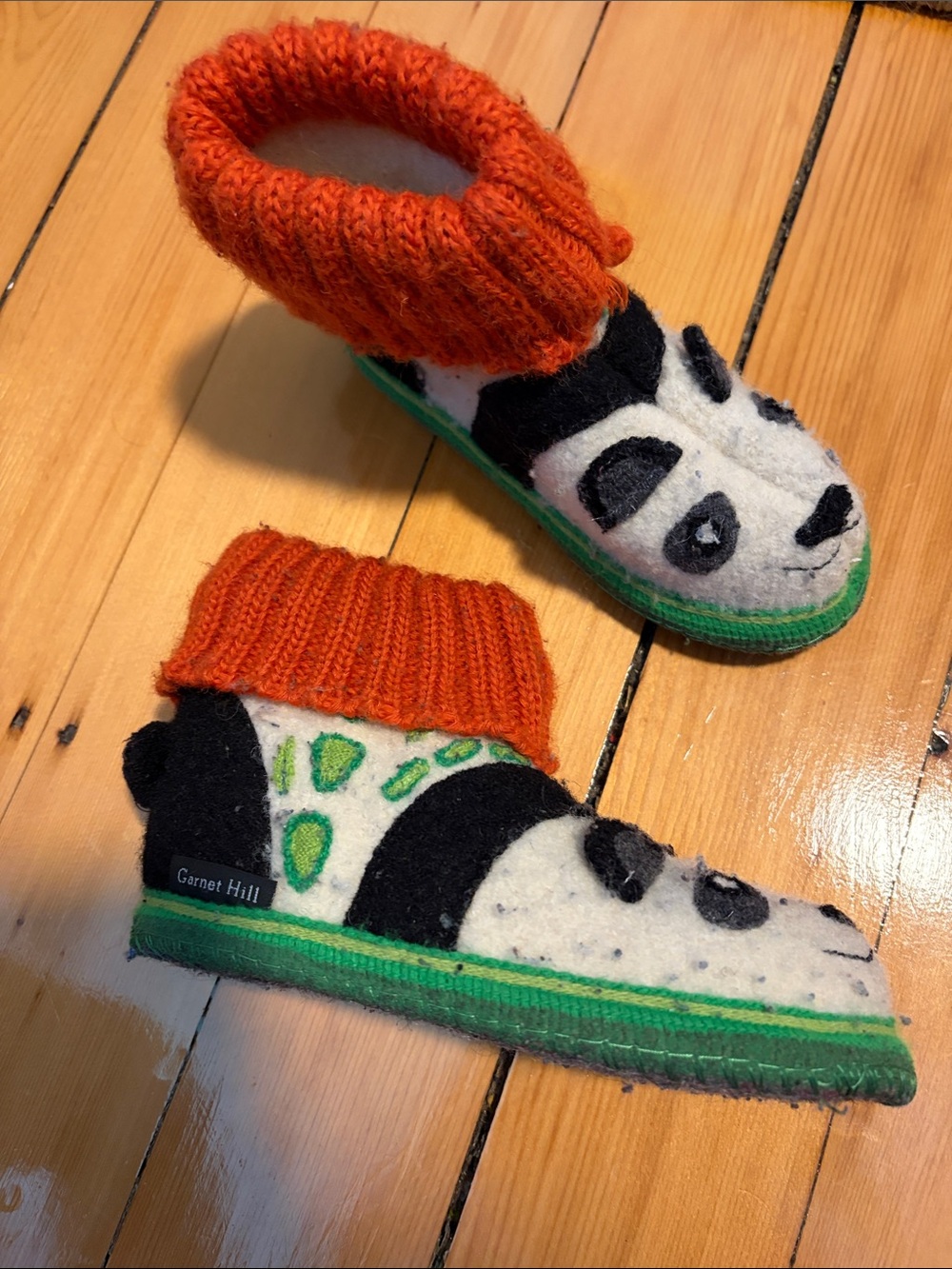 🐼Garnett Hill 11 Boiled Wool Slippers Panda. Kids size 11